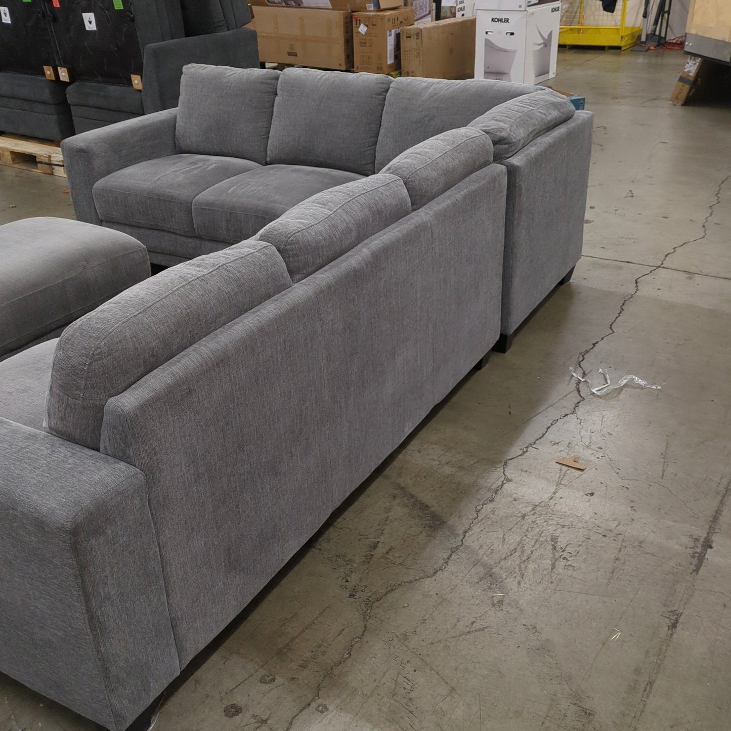 Santana Fabric Sectional with Storage Ottoman - Retail $1399