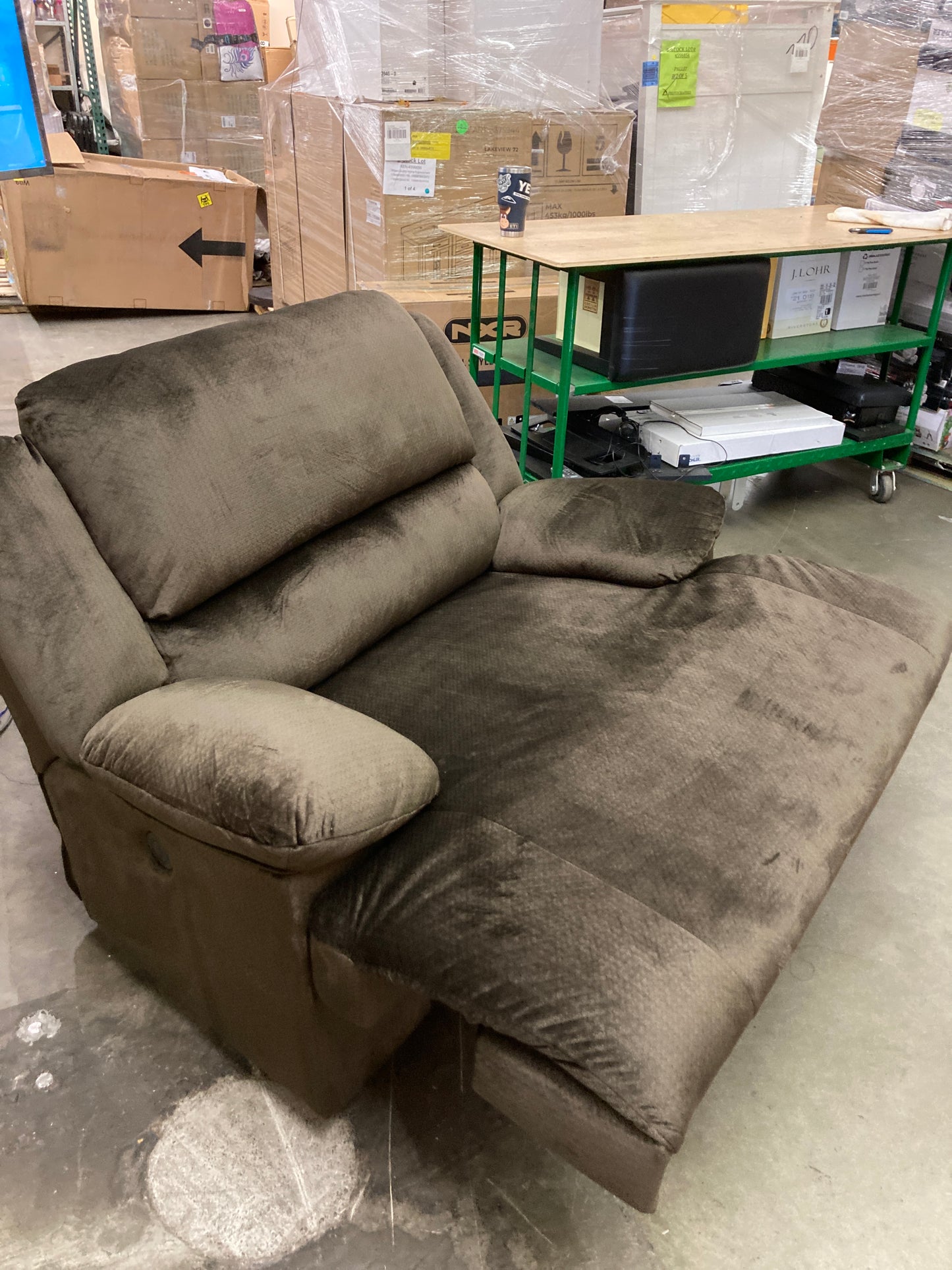 Like NEW - Signature Design by Ashley Clonmel Microfiber Power Zero Wall Wide Seat Adjustable Recliner, Brown - Retail $889 Default Title