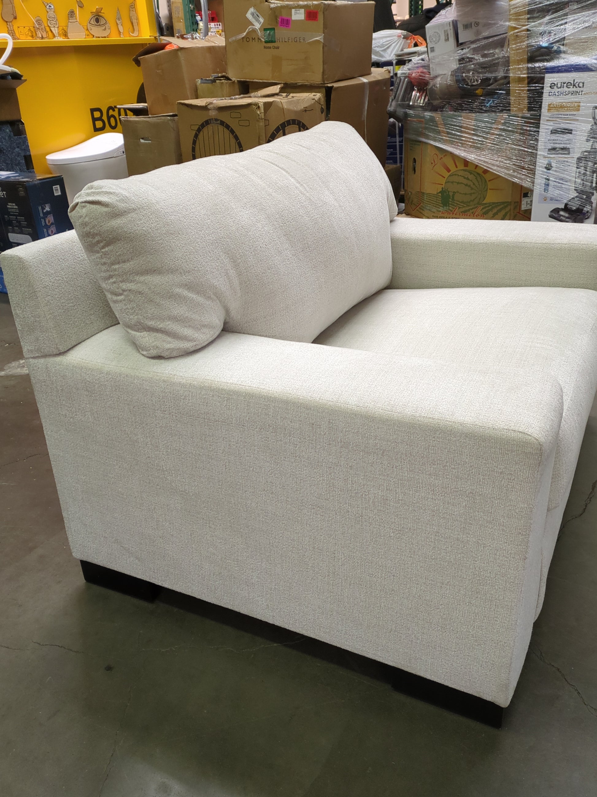 Signature Design by Ashley Maggie Contemporary Upholstered Chair and a Half, Beige - Retail $596