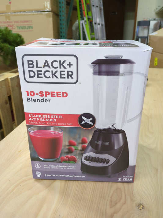 BLACK+DECKER Crush Master Blender, 10-Speeds with Stainless Steel Blades, Black, BL2010BP - Retail $29