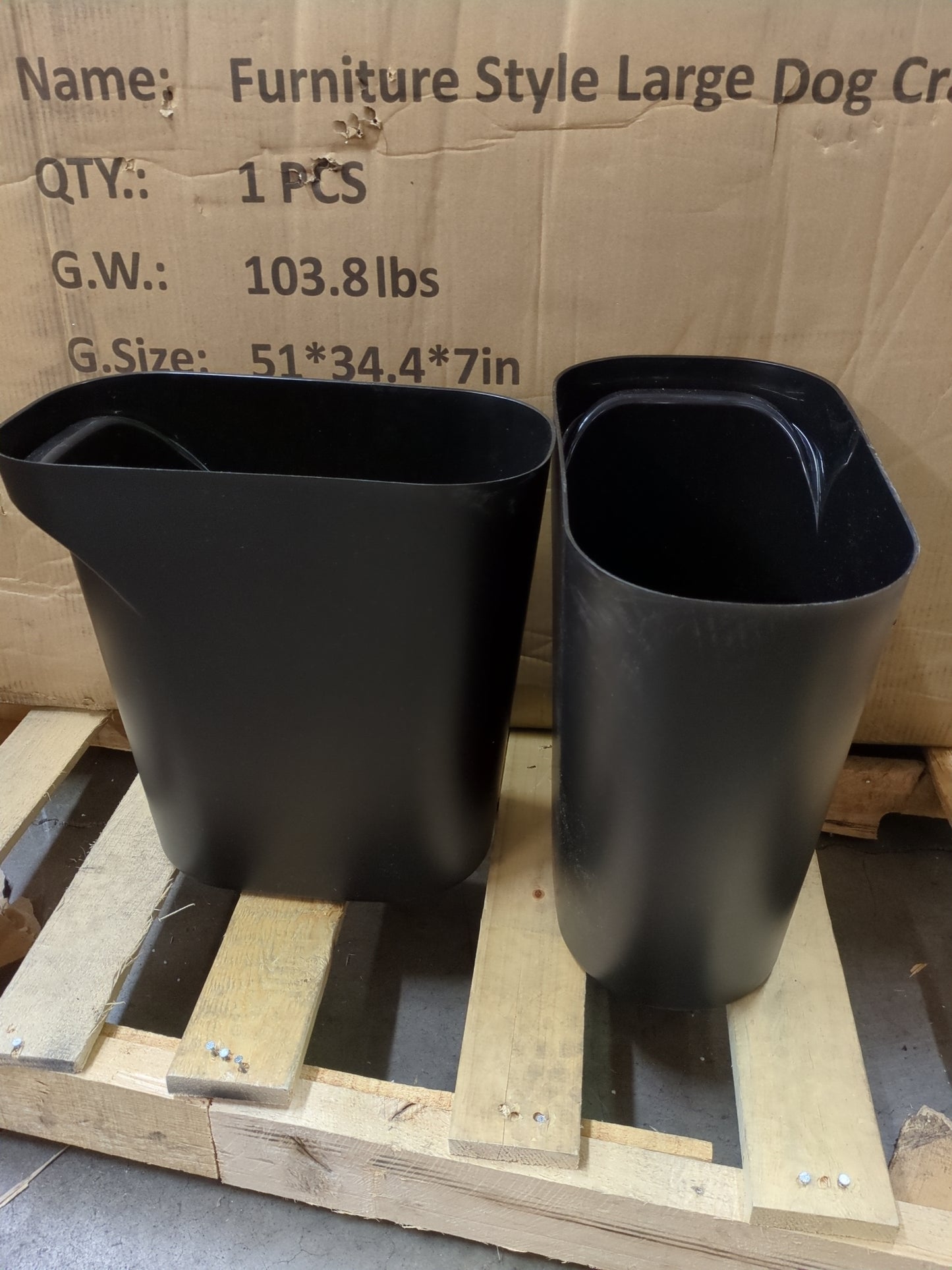 IRIS USA 2Pack 6Gal/24Qt Plastic Wastebasket Trash Cans Made with Recycled Materials, Black - Retail $18