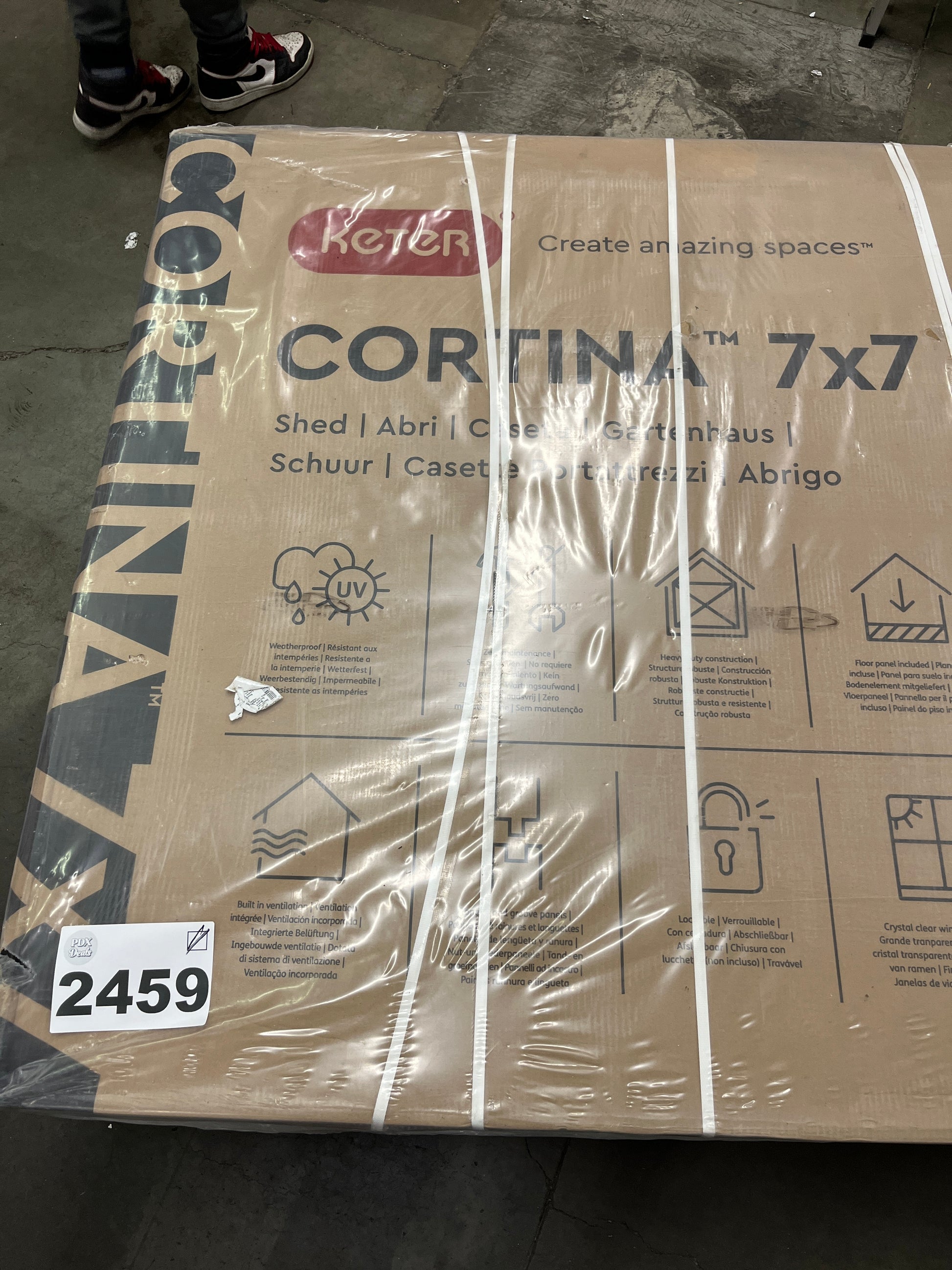 Keter Cortina Premium Modern Outdoor Storage Shed 7' x 7' - Retail $1399