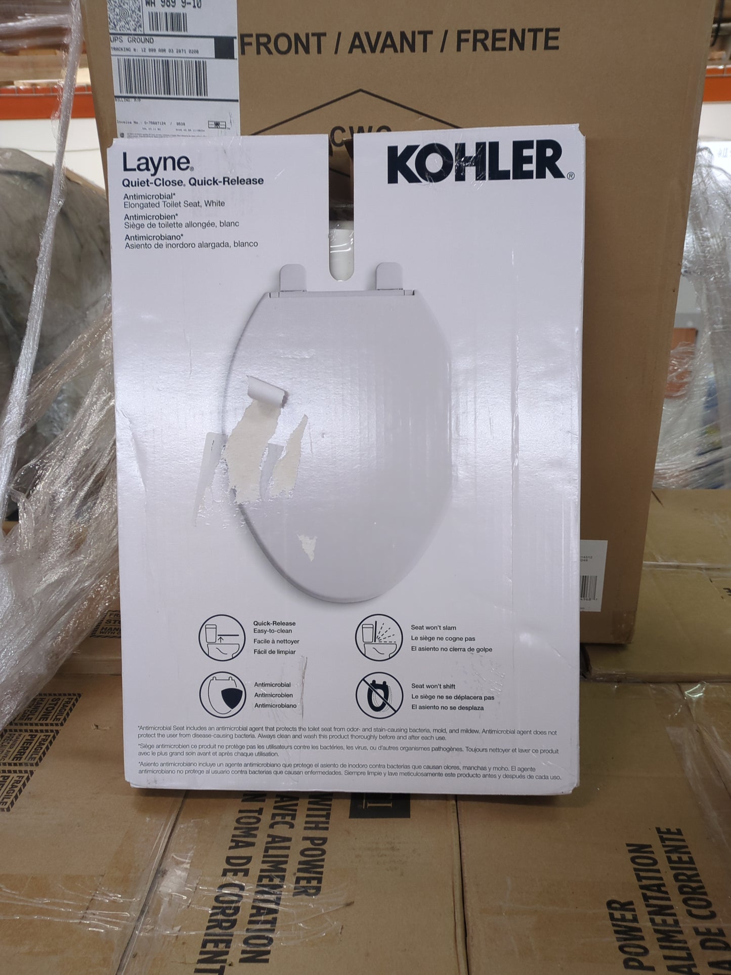 NEW - Kohler Layne Quiet-close Elongated Antimicrobial Toilet Seat - Retail $29