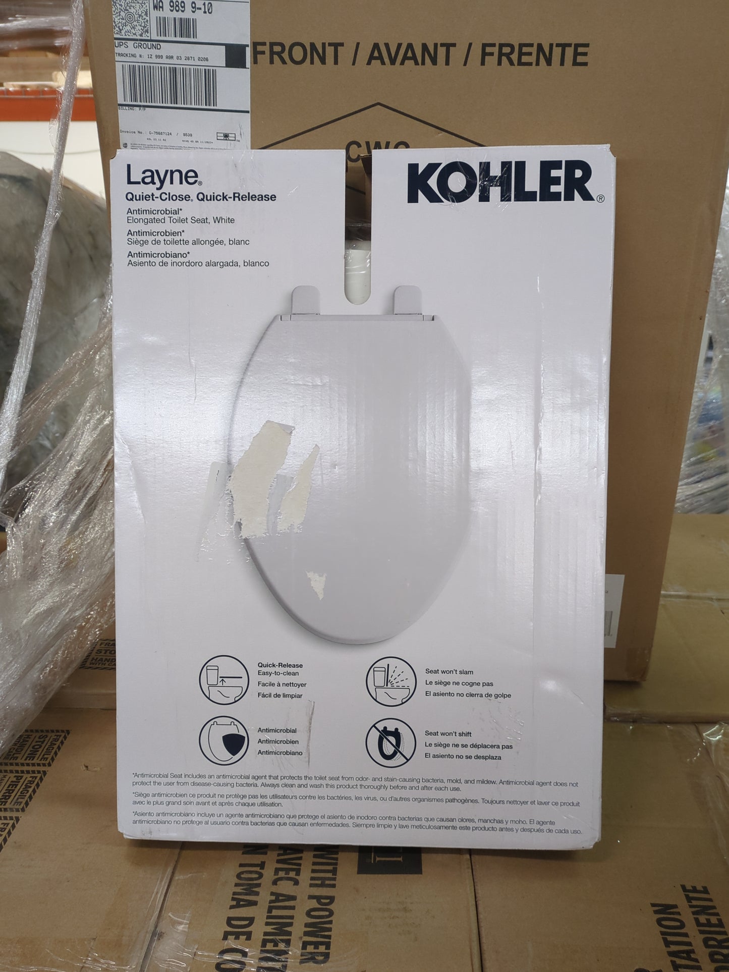 NEW - Kohler Layne Quiet-close Elongated Antimicrobial Toilet Seat - Retail $29