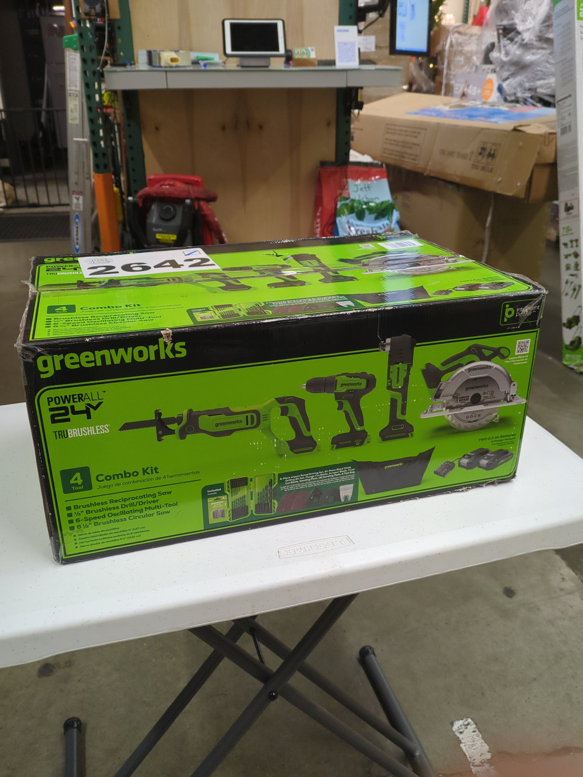 Greenworks New 24V Carpentry 4 Power Toolwith Two 2Ah Batteries & Charger - Retail $199