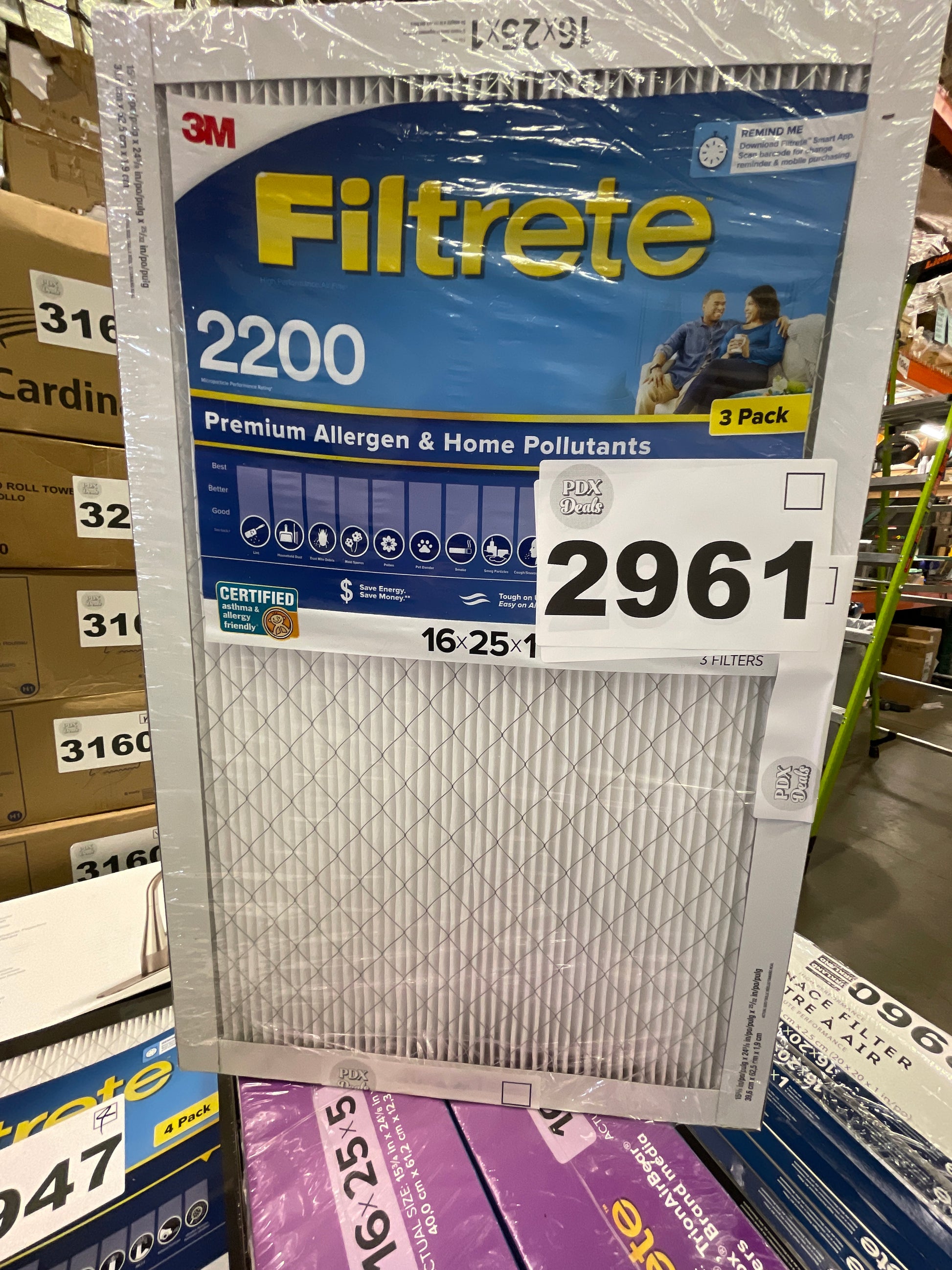 3M Filtrete Ultra Allergen 2200 16 x 25 x 1 , 3 PACK - Retail $39