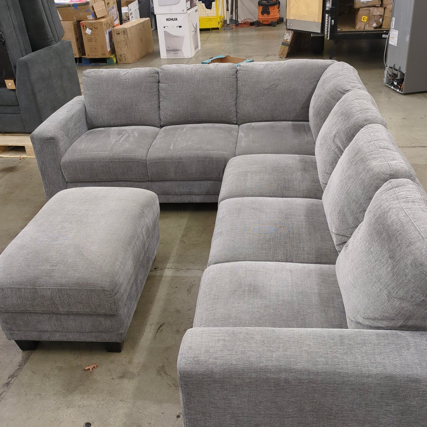 Santana Fabric Sectional with Storage Ottoman - Retail $1399