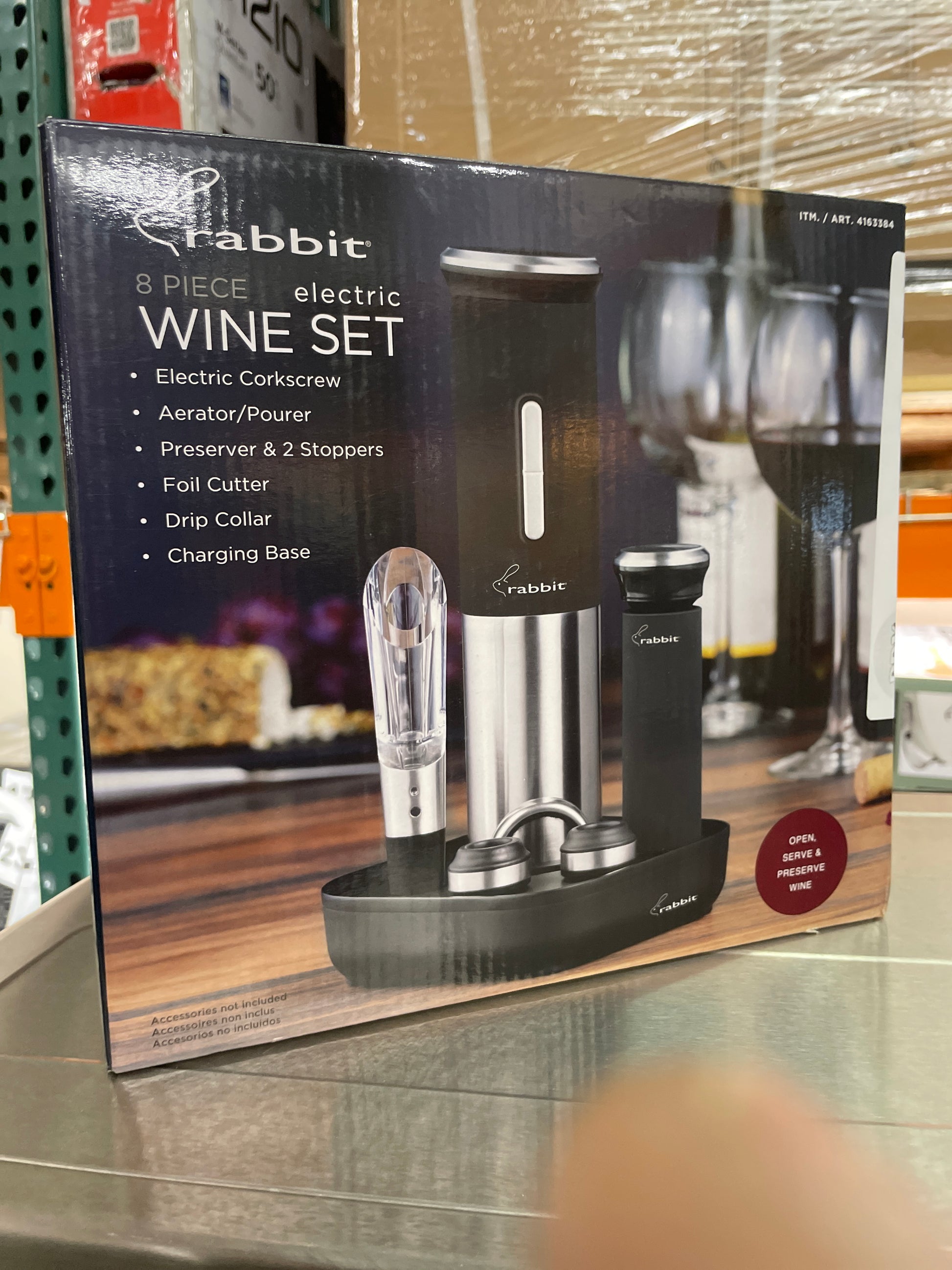 Rabbit Electric Wine Opener Set, 8-piece - Retail $24