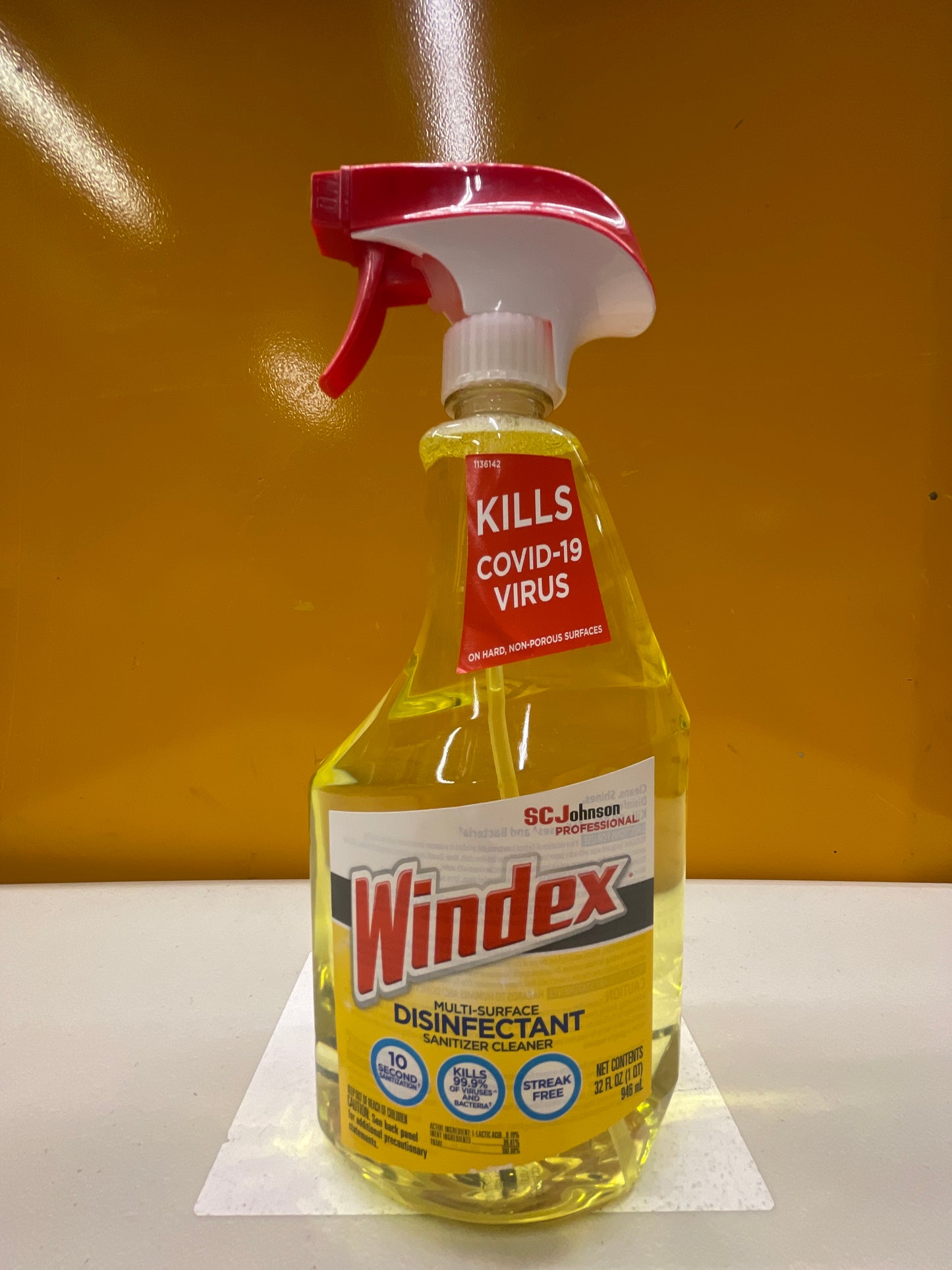 Windex® Multisurface Disinfectant Spray, Spray, 32 fl oz (1 quart), Citrus ScentTrigger Bottle, 8/Carton, Yellow (SJN322369CT) - Retail $50