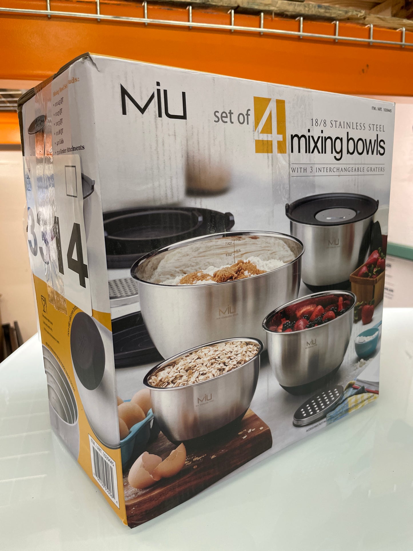 NEW - Costco - MIU Stainless Steel Mixing Bowl with Graters, Set of 8 - Retail $24