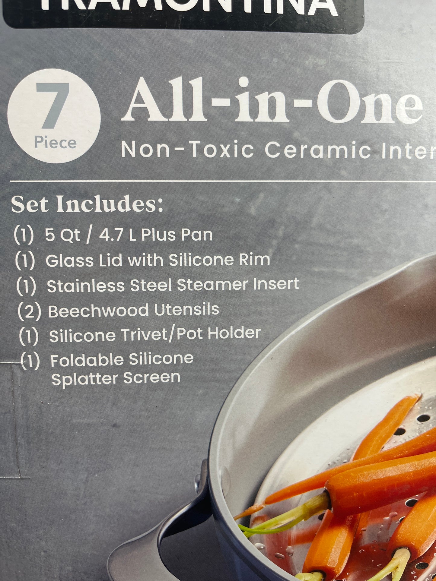 NEW - Tramontina Blue Ceramic Nonstick All In One Plus Pan 7 Piece Set  - Retail $54