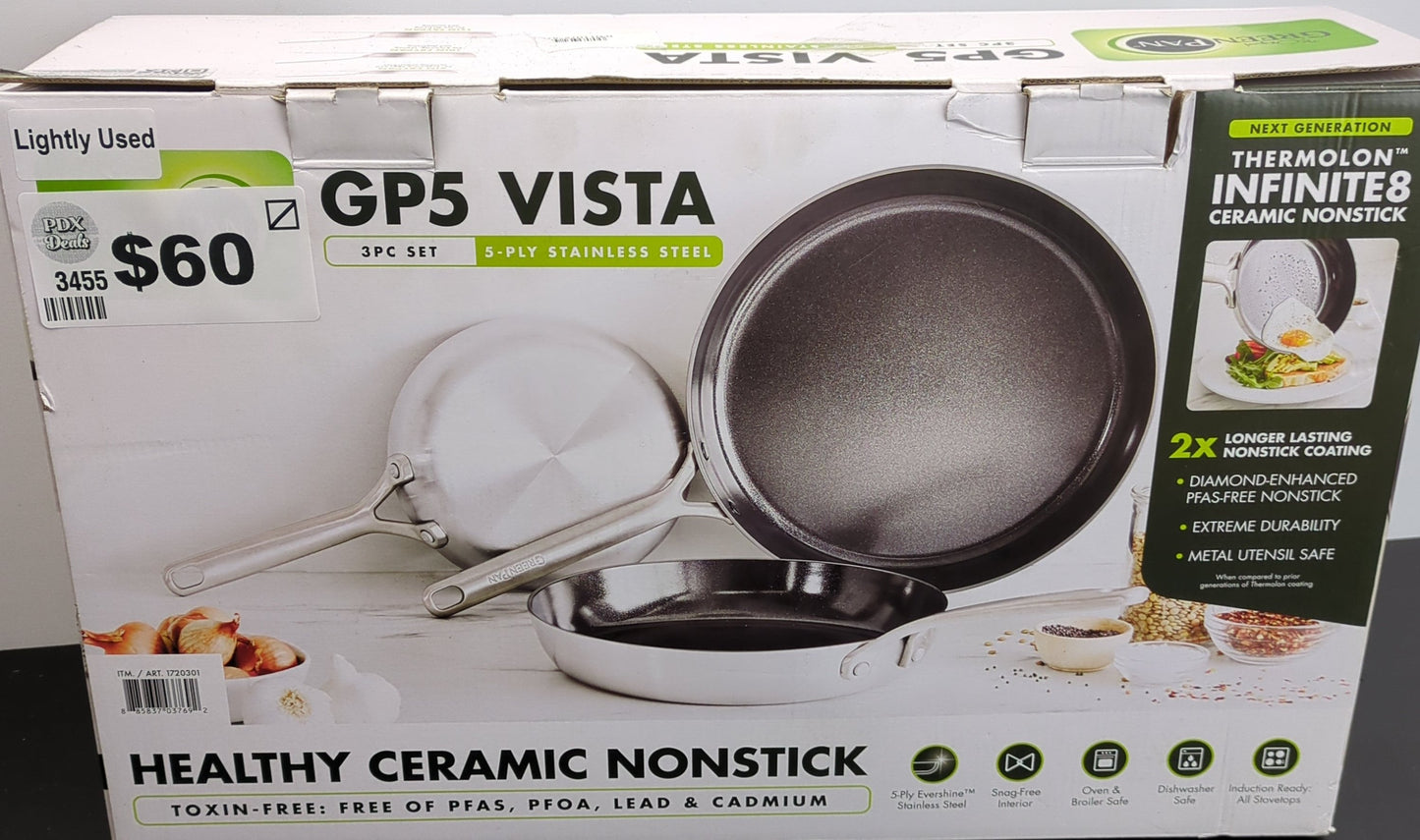 GREENPAN GP5 3PC FRYPAN - Retail $149