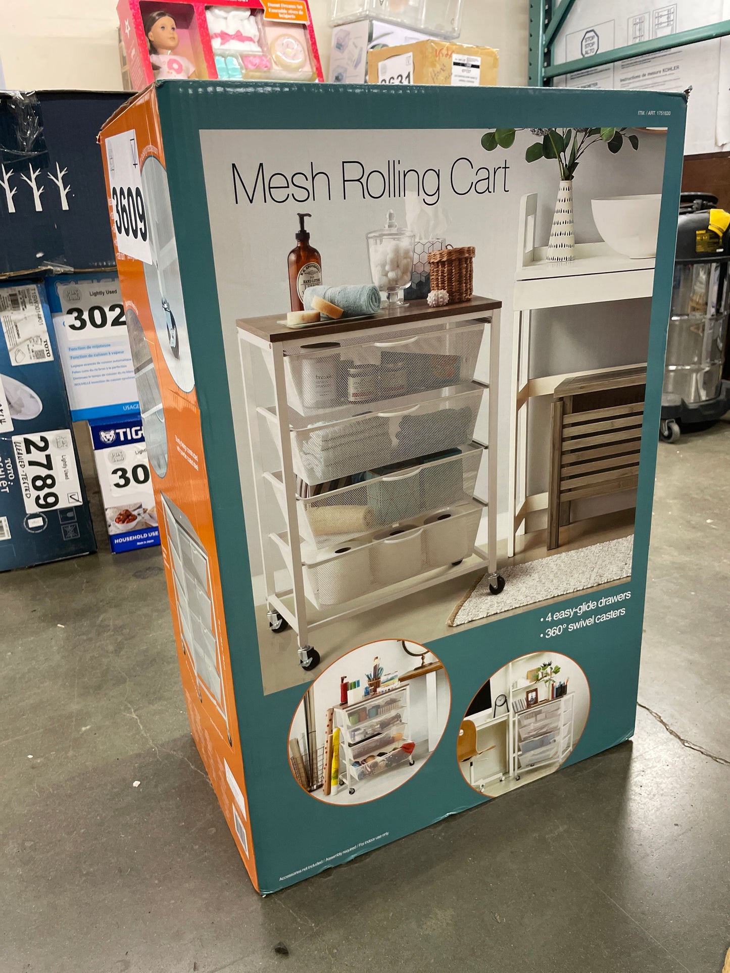 Costco - 4-Drawer Mesh Rolling Cart - Retail $49