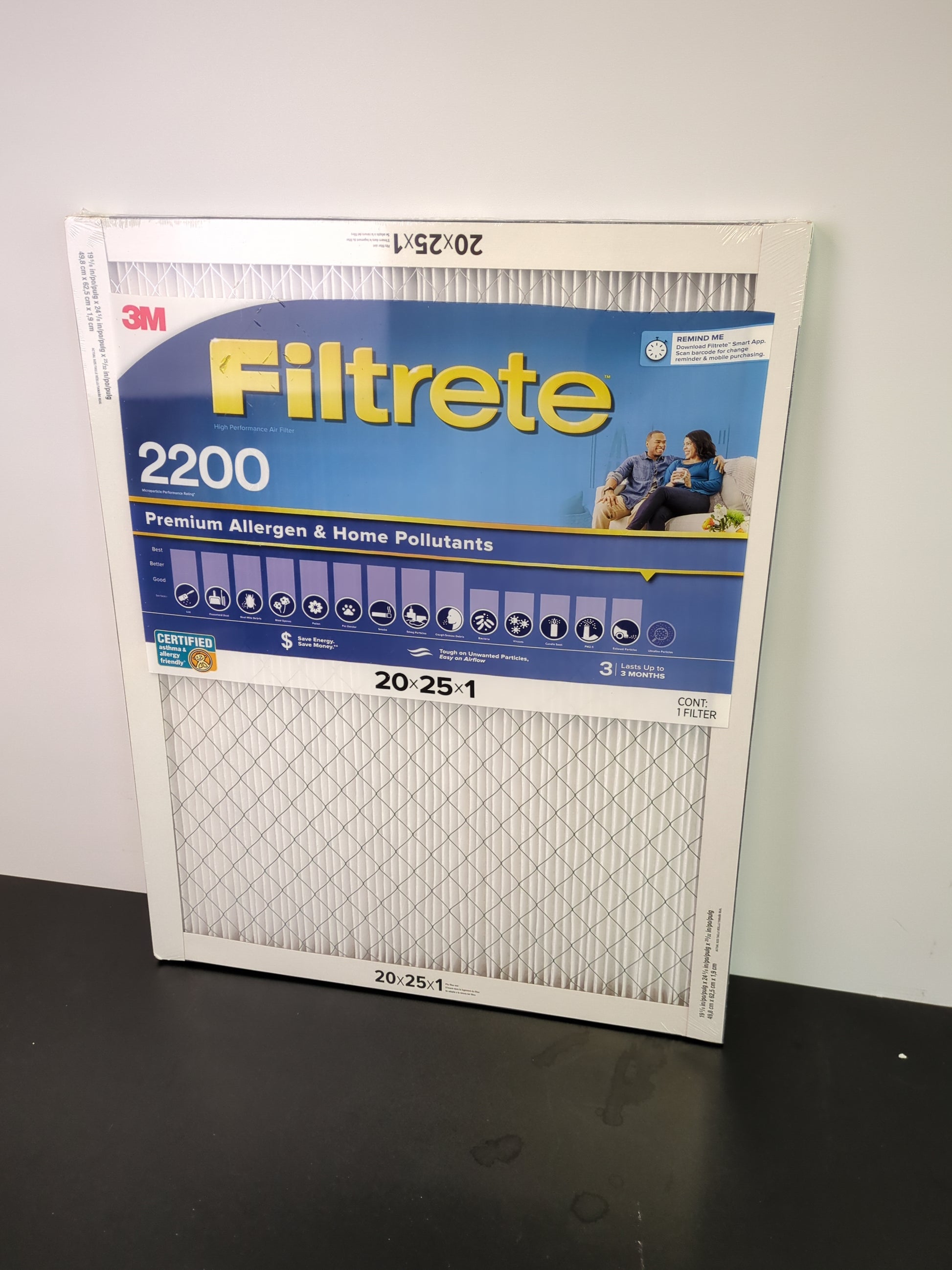 NEW - Filtrete 20 x 25 x 1 MPR 2200 Premium Allergen & Home Pollutants Air Filters - Retail $