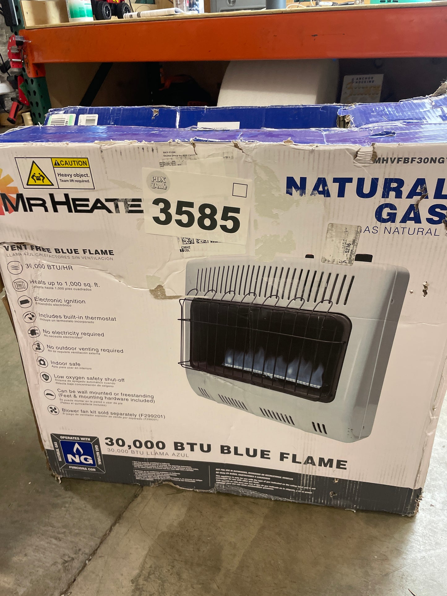 Mr. Heater 30,000 BTU Vent Free Blue Flame Natural Gas Heater MHVFB30NGT - Retail $193