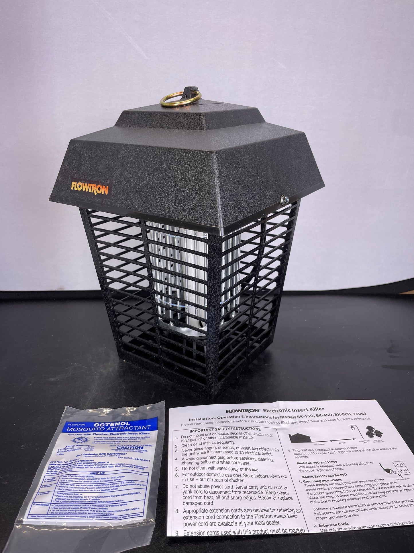 Flowtron Bug Zapper, 1/2 Acre of Outdoor Coverage with Powerful 15W Bulb & 5600V Instant Killing Grid, Electric Insect, Fly & Mosquito Zapper, Made in The USA - Retail $49