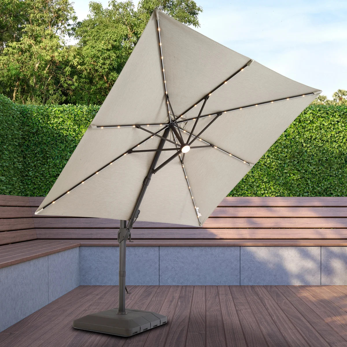 Costco - Seasons Sentry 10ft Square Solar LED Cantilever Umbrella D - Retail $699