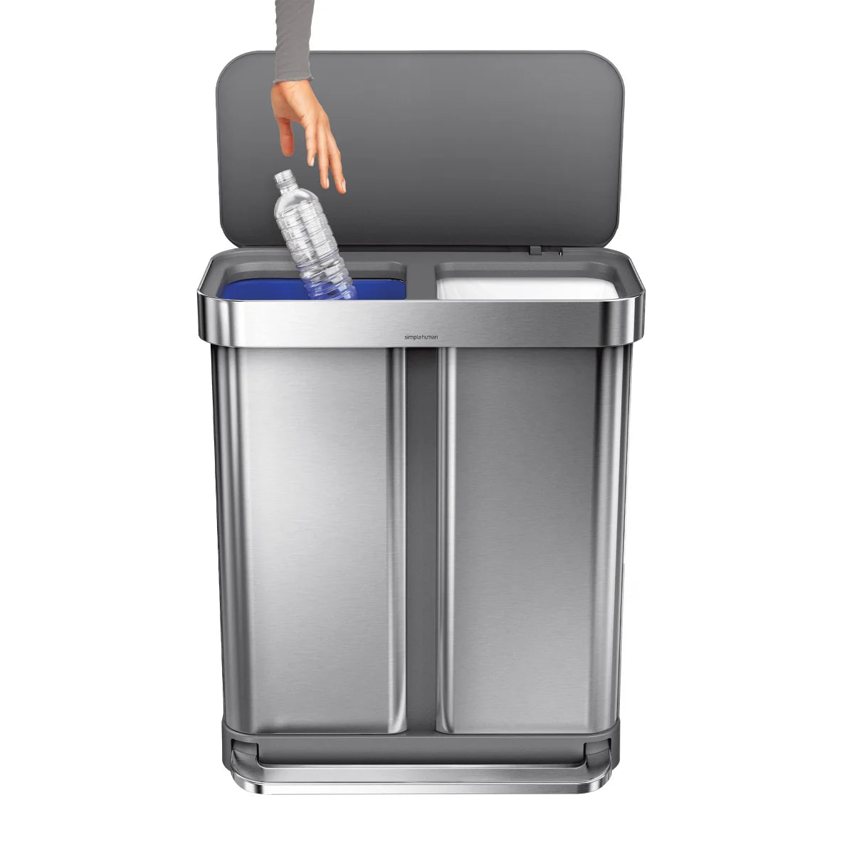 Simplehuman 58L Dual Compartment Step Can with Plastic Lid - Retail $199