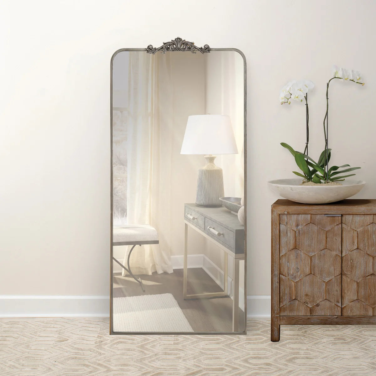 Ravena Floor Mirror Silver - Retail $249