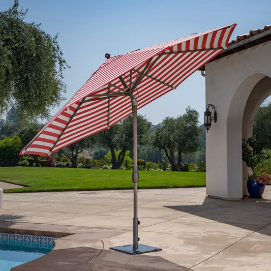 NEW - SunVilla 11’ Round Cabana Stripe Aluminum Market Umbrella - Retail $199