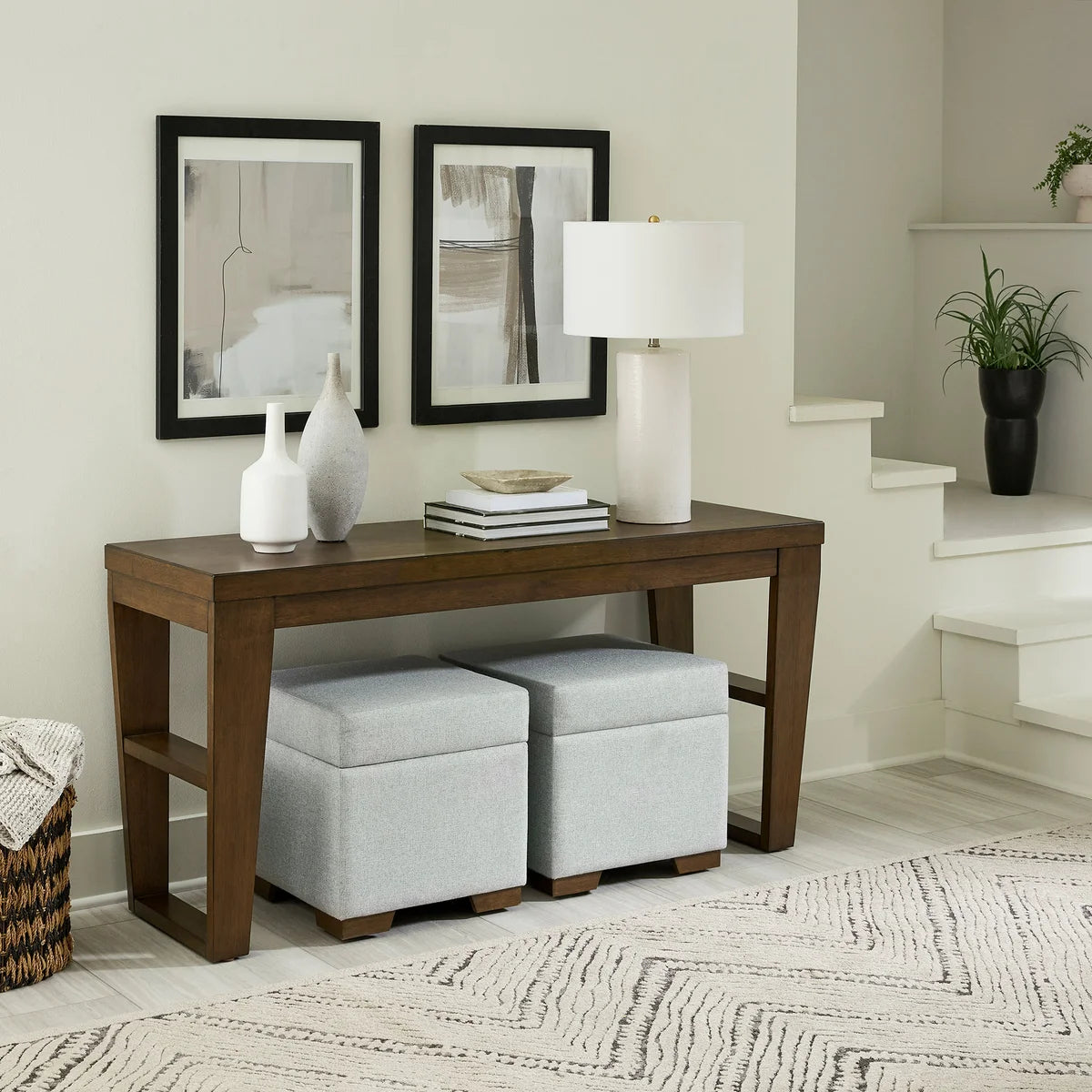 NEW - Elena Sofa Table & Two Ottomans - Retail $499