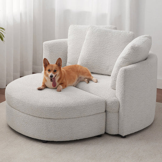 Holley Oversized Fabric Accent Chair with Storage Ottoman - Retail $500