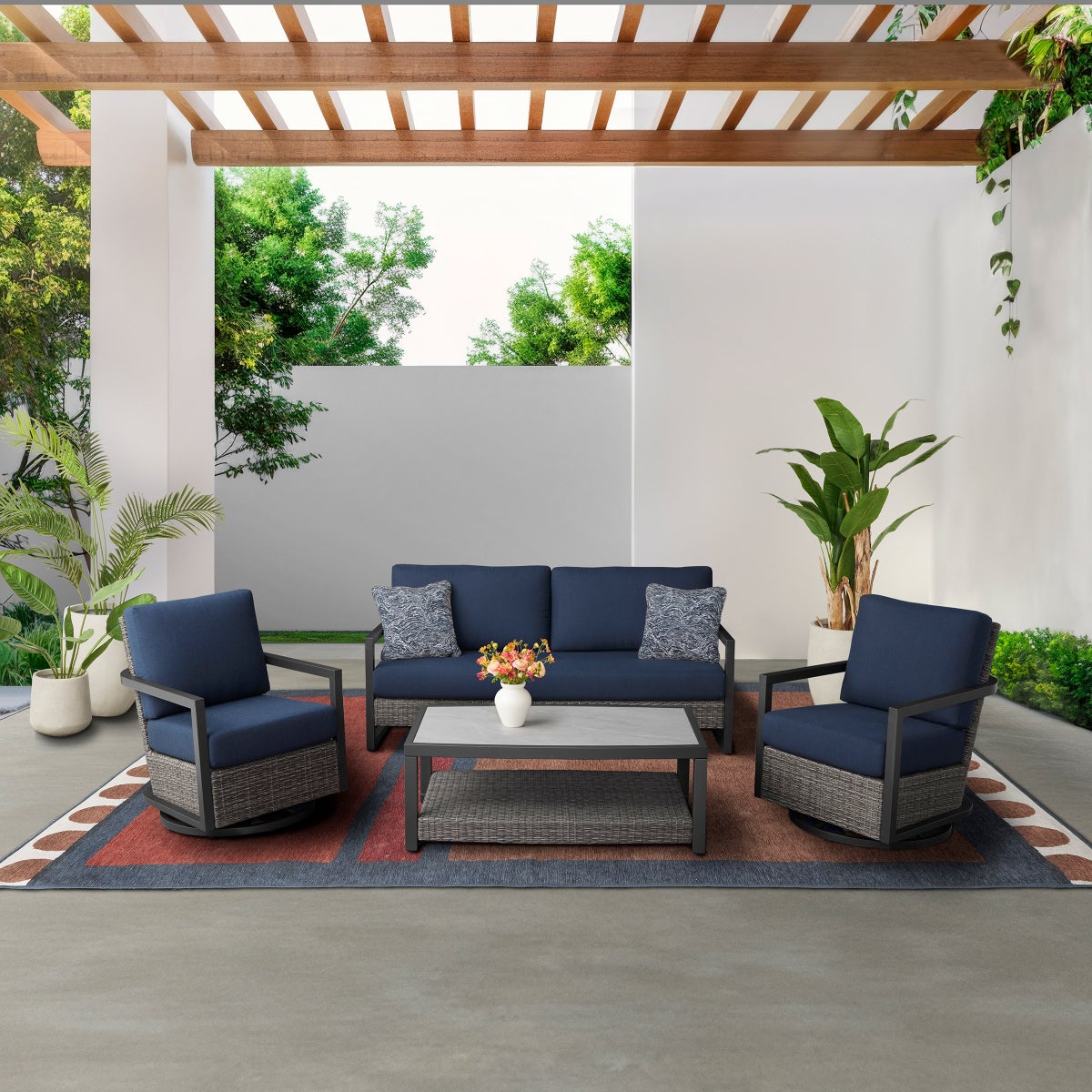 Agio Luna 4-piece Outdoor Patio Woven Deep Seating Set