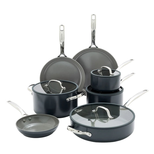 NEW - GreenPan Eras Blue Ceramic Non-Stick 11-piece Cookware Set - Retail $215