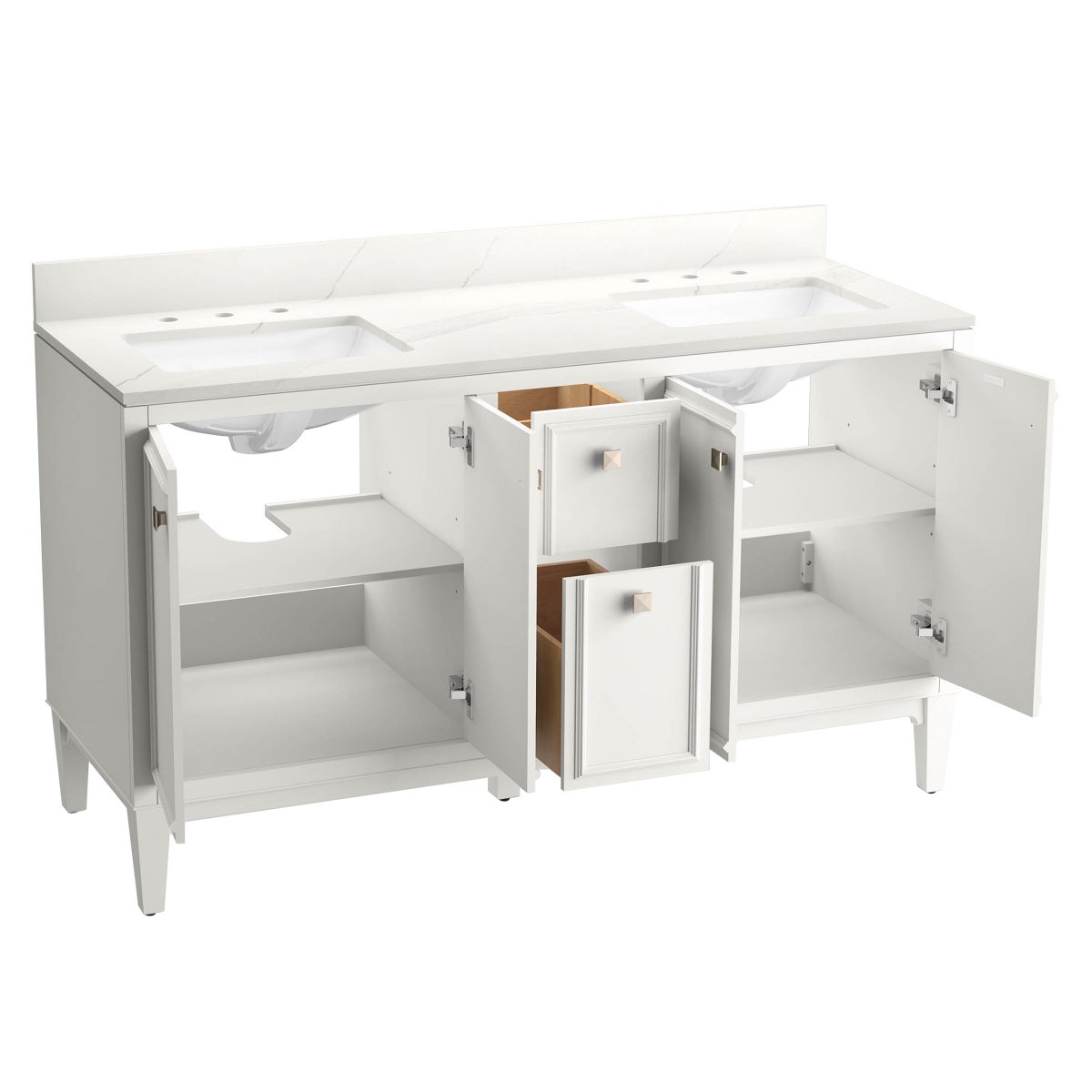 NEW - Kohler Clave 60" Bathroom Vanity Cabinet with Sink and Quartz Top