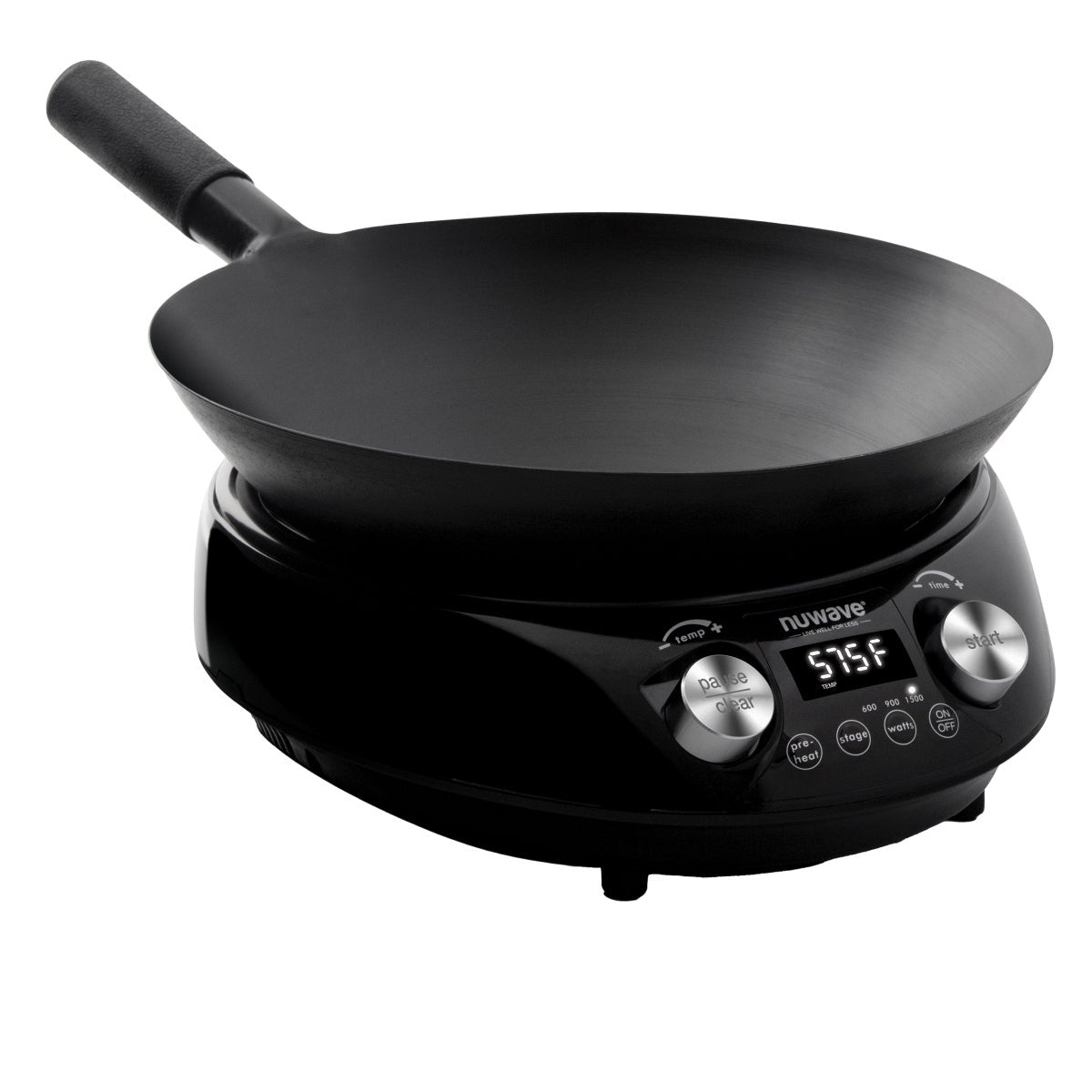 NEW - Nuwave Induction Hot Wok with 14" Carbon Steel Wok, Glass Lid & Stand