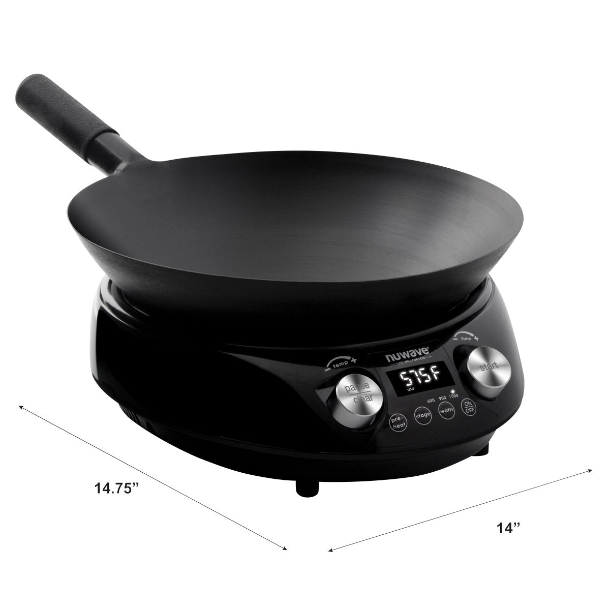 NEW - Nuwave Induction Hot Wok with 14" Carbon Steel Wok, Glass Lid & Stand