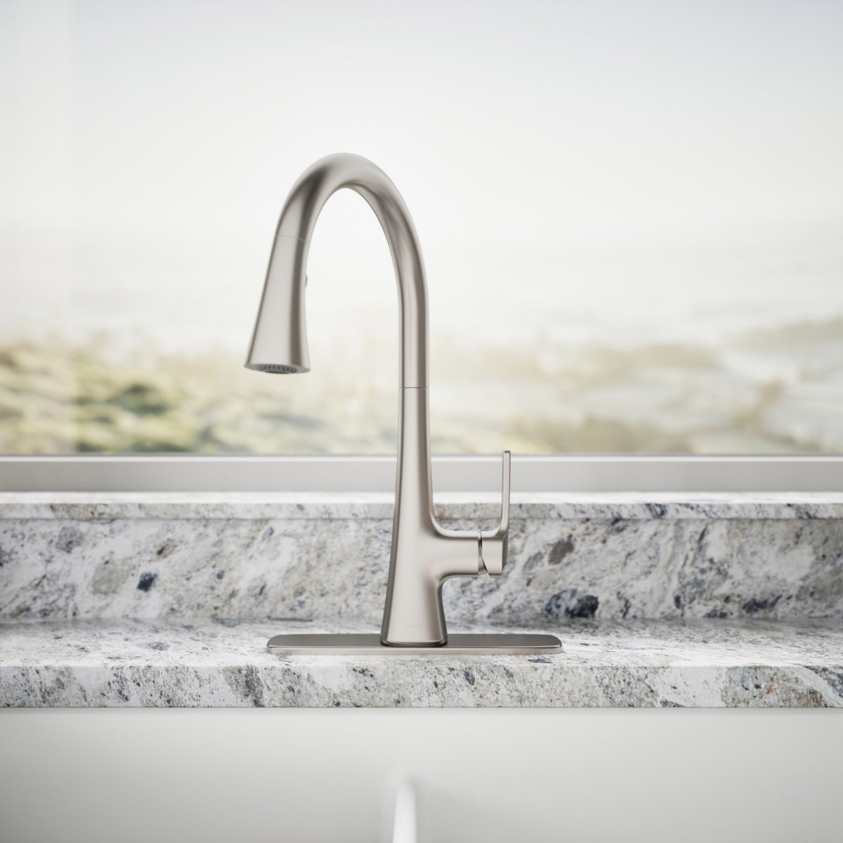 NEW - Kohler Guild Pull-down Kitchen Sink Faucet with Three-function S ...