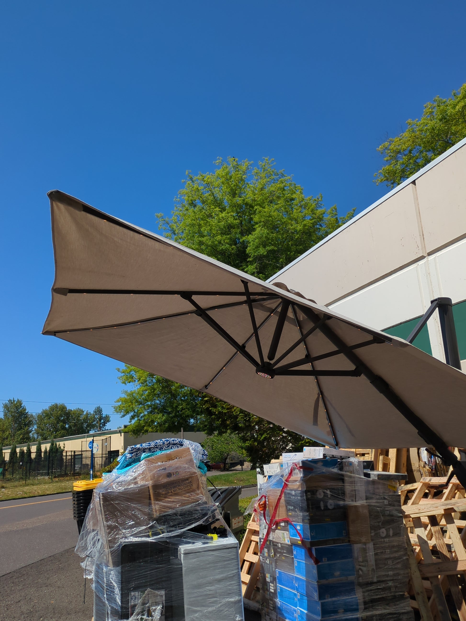 Costco - Seasons Sentry 10ft Square Solar LED Cantilever Umbrella E - Retail $699