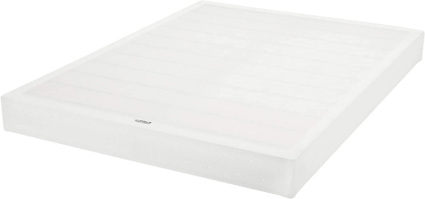 NEW - Amazon Basics Smart Box Spring Bed Base, 9 Inch Mattress Foundation, Tool-Free Easy Assembly, Queen, White - Retail $139