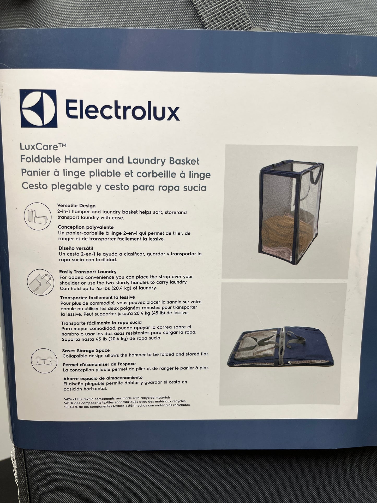 Electrolux LuxCareâ„¢ Foldable Hamper and Laundry Basket - Retail $20