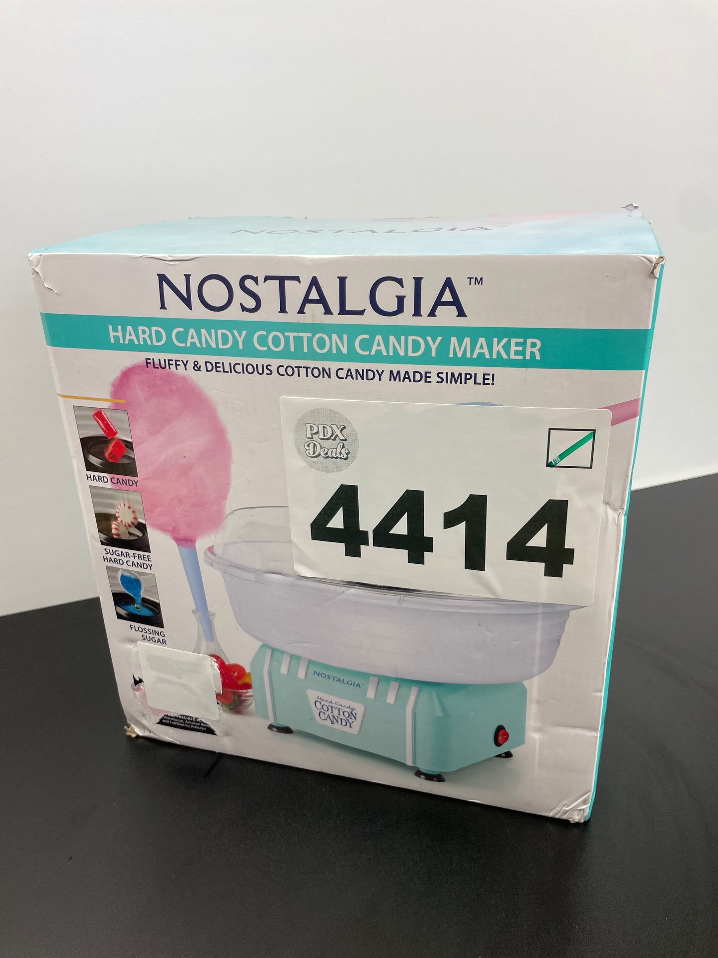 Nostalgia Retro Countertop Cotton Candy Maker, Vintage Candy Machine for Hard Candy & Flossing Sugar, Aqua - Retail $36