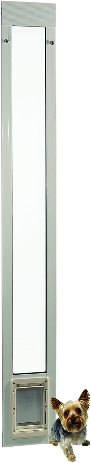 Ideal Pet Products Aluminum Pet Patio Door, Adjustable Height 77-5/8" To 80-3/8", 5" x 7" Flap Size, White