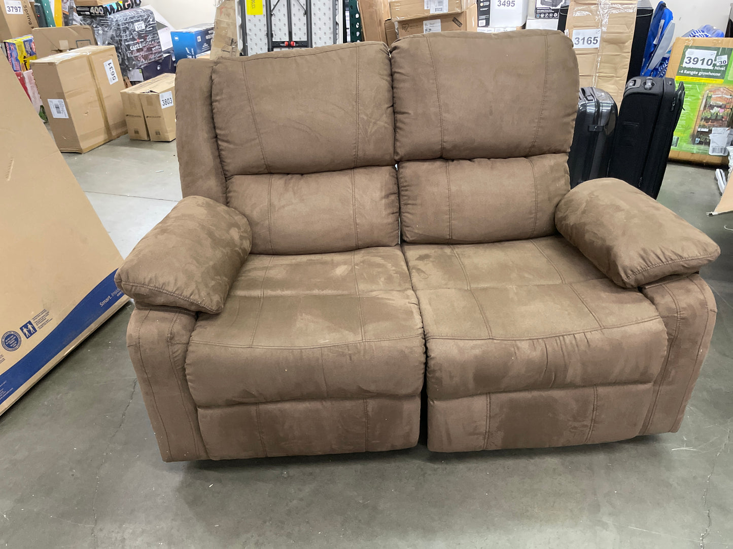 Flash Furniture Harmony Series Chocolate Brown Microfiber Loveseat with Two Built-In Recliners - Retail $2468