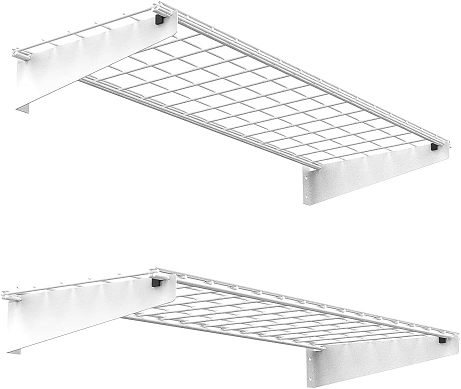 NEW - Wallmaster 2-Pack 15x45 Heavy Duty Garage Wall Shelving 45-inch-by-15-inch Wall Mount Garage Storage Rack Floating Shelves Max Load 400lb White - Retail $90