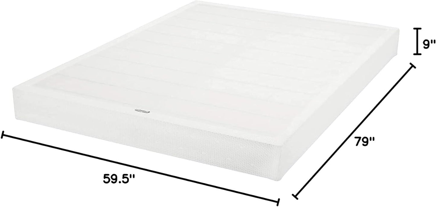 Amazon Basics Smart Box Spring Bed Base, 9 Inch Mattress Foundation, Tool-Free Easy Assembly, Queen, White - Retail $139
