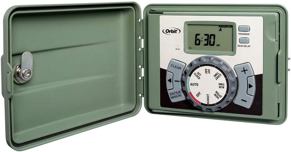 NEW - Orbit 57896 6-Station Outdoor Swing Panel Sprinkler System Timer, Green - Retail $49