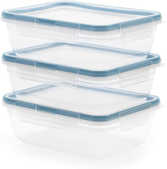 Snapware Total Solution 6-Pc Plastic Food Storage Containers Set with Lids, 8.5-Cup Rectangle Meal Prep Container, Non-Toxic, BPA-Free with 4 Locking Tabs, Microwave, Dishwasher, and Freezer Safe - Retail $23