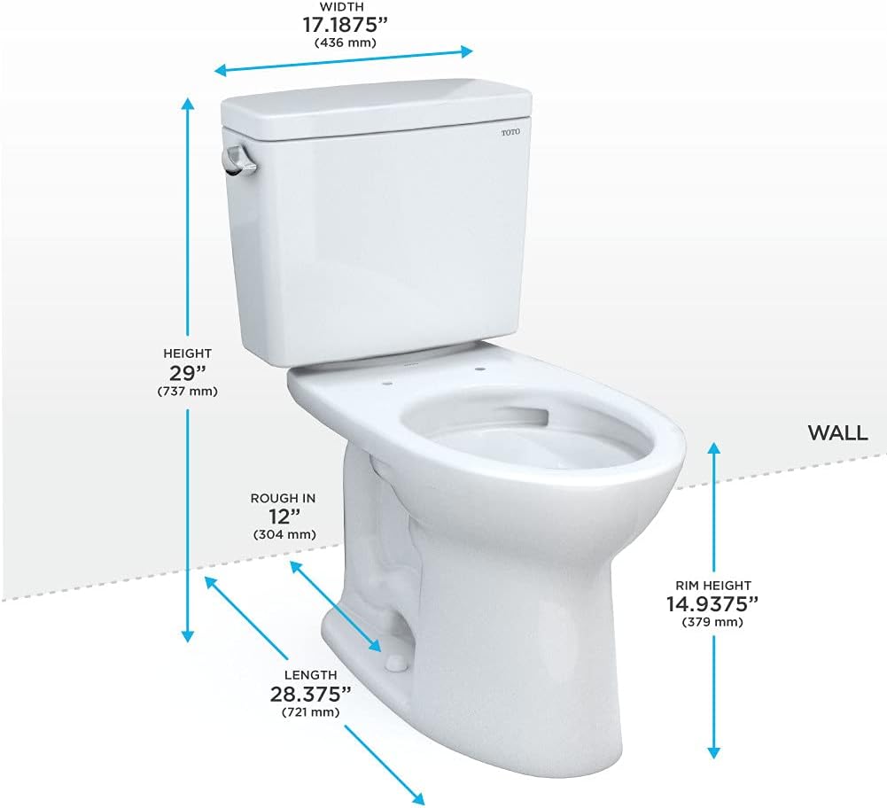 NEW - TOTO Drake Two-Piece Elongated 1.6 GPF TORNADO FLUSH Toilet with CEFIONTECT, Cotton White - CST776CSG#01 - Retail $255