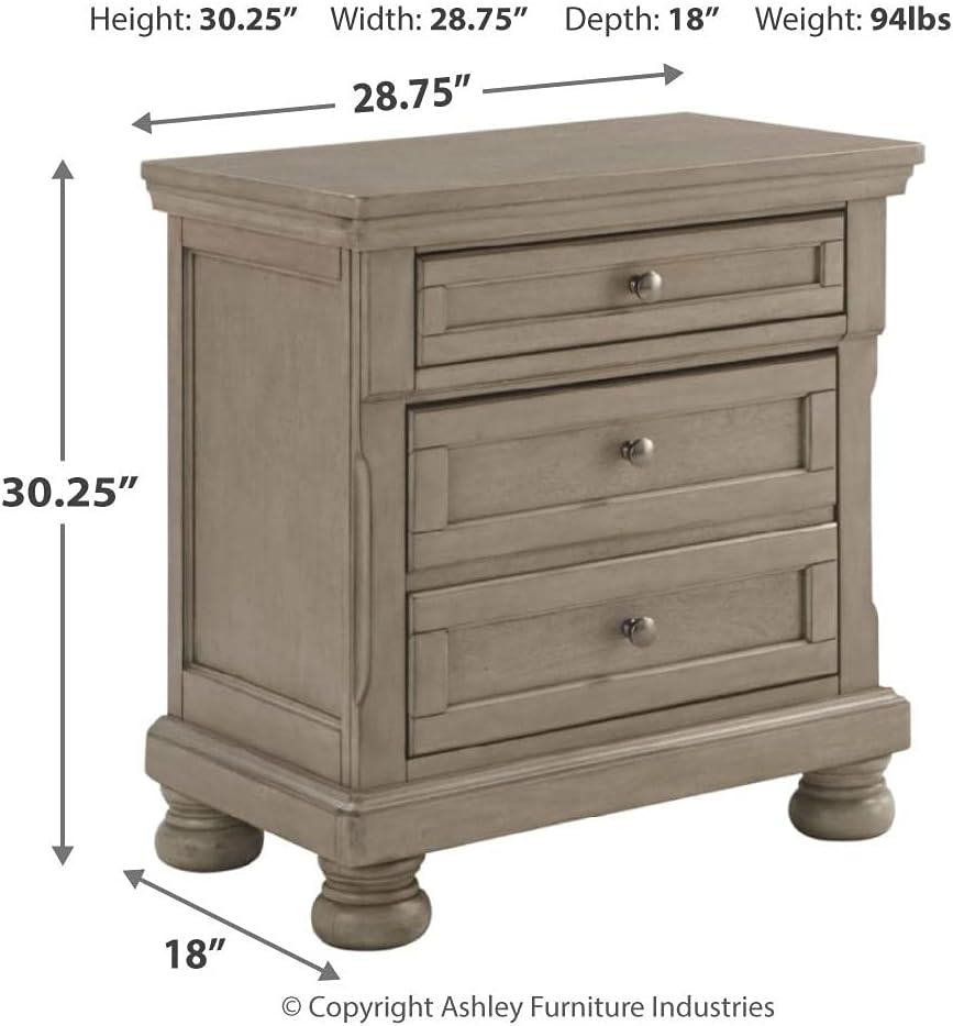 NEW w/ minor dmg - Signature Design by Ashley Lettner Modern Traditional 2 Drawer Nightstand, Light Gray - Retail $299