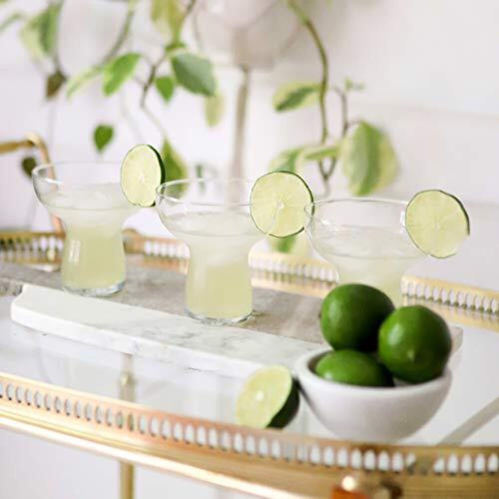 NEW - Libbey Stemless Margarita Glasses Set of 6, Modern Margarita Glasses, Lightweight, Unique Bar Glasses, Lead-Free Margarita Set, 10.25 ounces - Retail $25