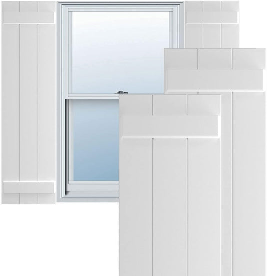 Ekena Millwork 16 1/8inW x 76inH True Fit PVC Three Board Joined Board-n-Batten Shutters, White (Per Pair - Hardware Not Included) - Retail $290