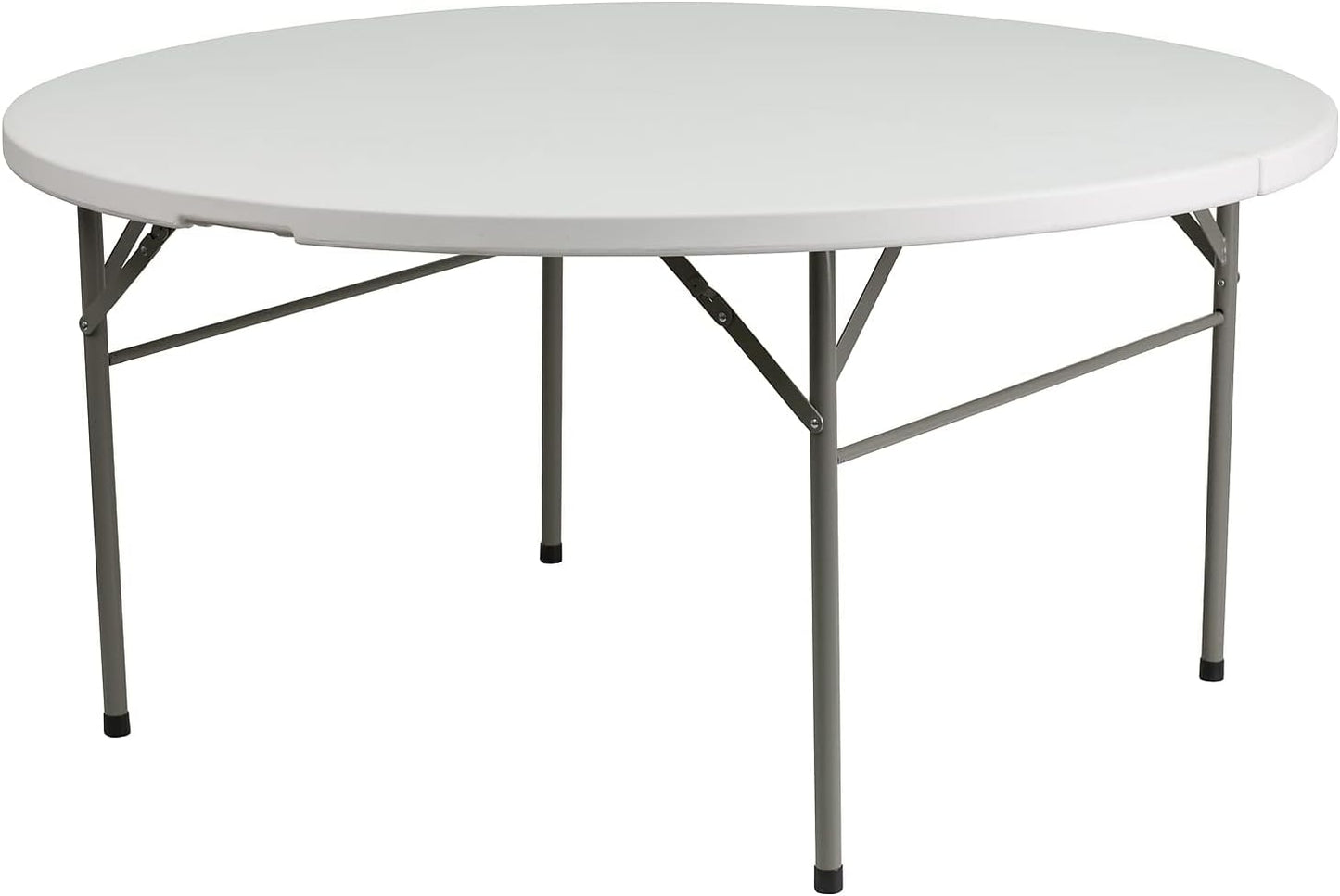 NEW - Flash Furniture Scarborough 5-Foot Round Bi-Fold Granite White Plastic Folding Table with Carrying Handle - Retail $120