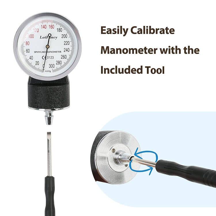 Aneroid Sphygmomanometer by LotFancy, X -Large Thigh BP Cuff(16-26in), Professional Manual Blood Pressure Monitor, Black Adult Cuff and Carrying Case