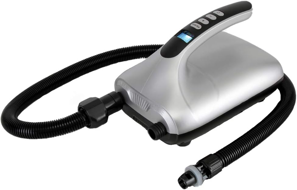 NEW - SereneLife 20PSI High Pressure SUP Electric Air Pump,Dual Stage Inflation Paddle Board Pump for Inflatable Stand Up Paddle Boards,Boats,Kayak,12V DC Car Connector By SereneLife,Silver - Retail $69