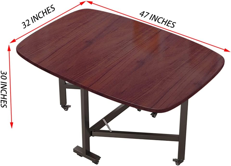 Rukulin Foldable Kitchen Table Dining Room Table Mobile Space Saving Versatile Drop Leaf Dinner Table with 6 Wheels,Foldable in Three Forms Table - Retail $289